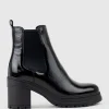 Paxton Chukka Boot On Rubber Heel In Black Patent