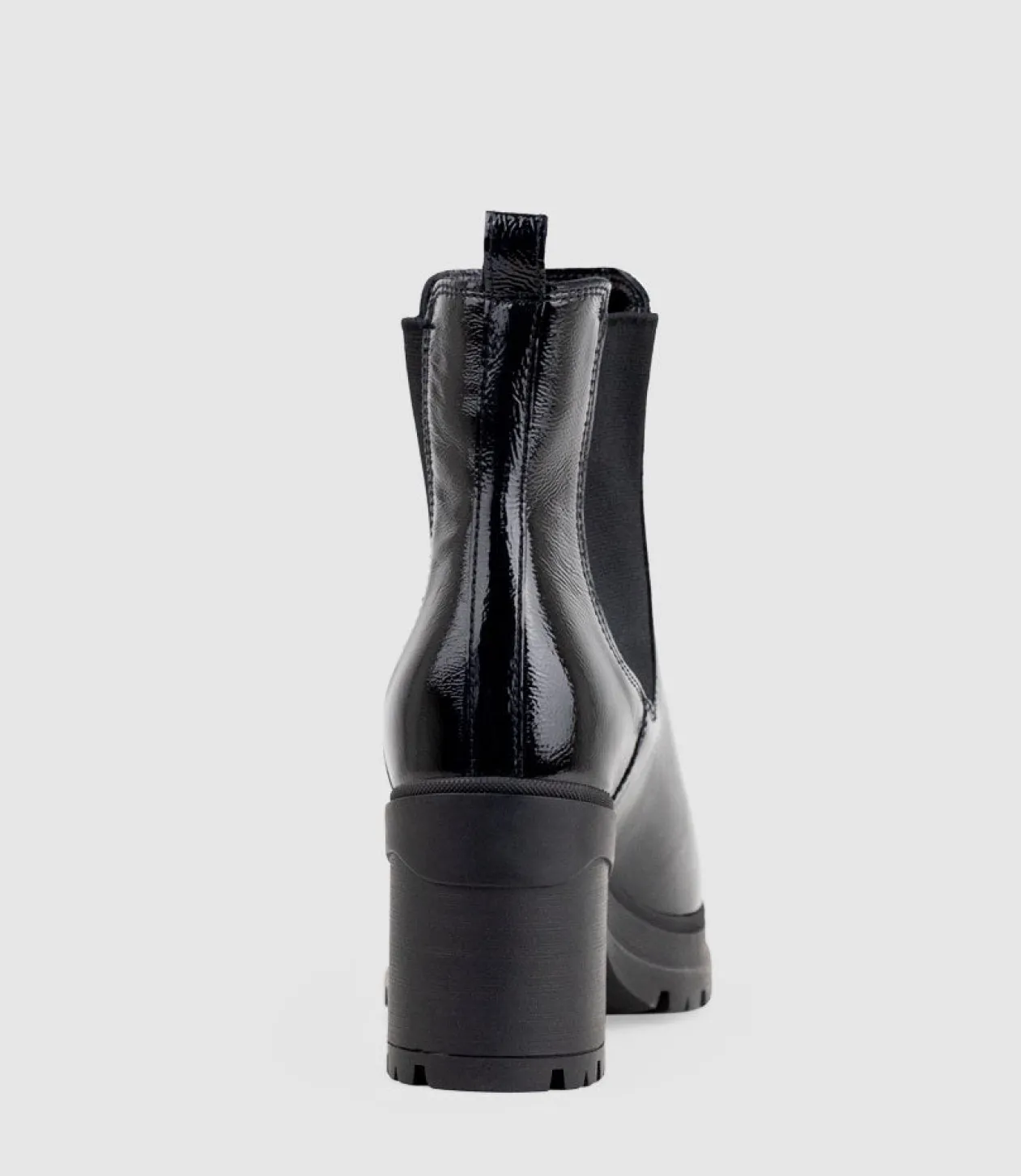 Paxton Chukka Boot On Rubber Heel In Black Patent