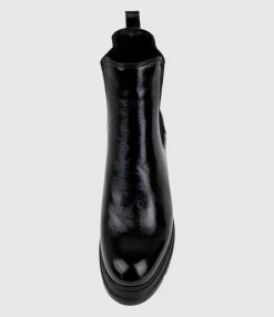 Paxton Chukka Boot On Rubber Heel In Black Patent