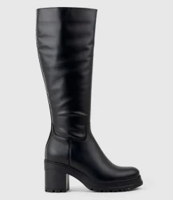 Primrose Knee Boot On Rubber Heel In Black