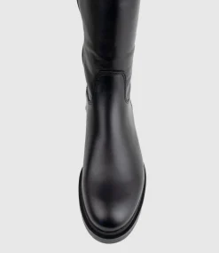 Primrose Knee Boot On Rubber Heel In Black