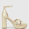 Raine100 Crossover Platform Sandal In Gold