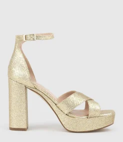 Raine100 Crossover Platform Sandal In Gold