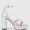 Raine100 Crossover Platform Sandal In Silver