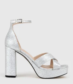 Raine100 Crossover Platform Sandal In Silver