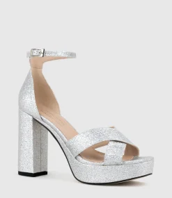 Raine100 Crossover Platform Sandal In Silver