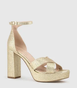 Raine100 Crossover Platform Sandal In Gold