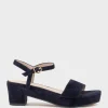 Ralin50 Two Strap Sandal On Self Covered Unit In Navy Suede