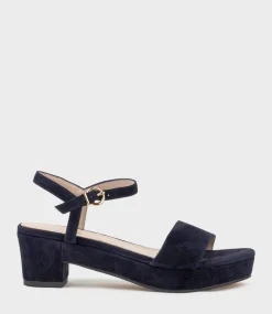 Ralin50 Two Strap Sandal On Self Covered Unit In Navy Suede
