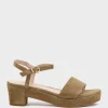 Ralin50 Two Strap Sandal On Self Covered Unit In Camel Suede