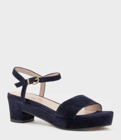Ralin50 Two Strap Sandal On Self Covered Unit In Navy Suede
