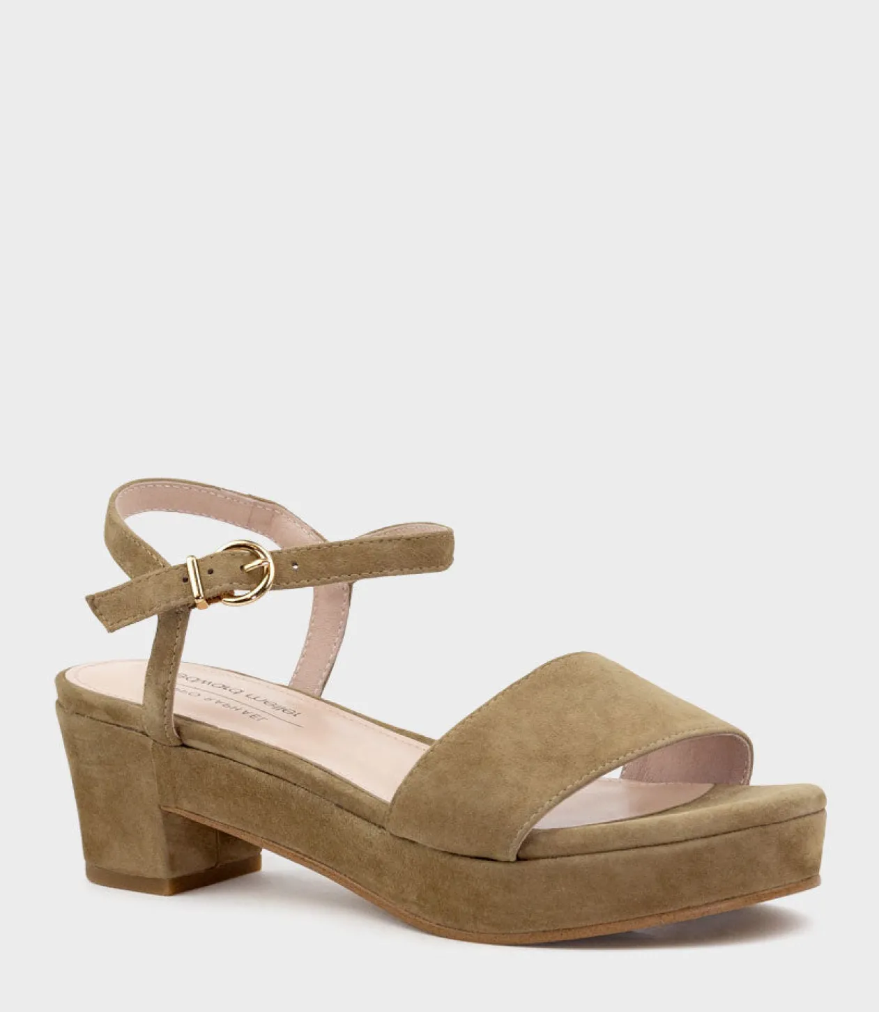 Ralin50 Two Strap Sandal On Self Covered Unit In Camel Suede