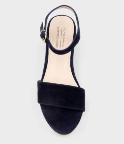 Ralin50 Two Strap Sandal On Self Covered Unit In Navy Suede