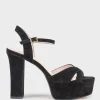 Ramona125 Inverted Crossover Platform Sandal In Black Suede