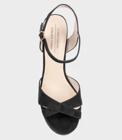 Ramona125 Inverted Crossover Platform Sandal In Black Suede