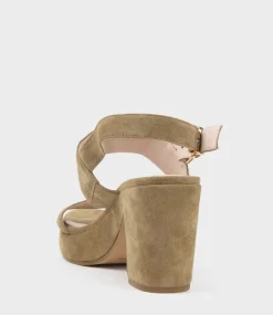 Ramy80 Two Strap Sandal On Self Covered Unit In Camel Suede