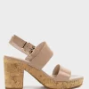 Rana80 Two Strap Sandal On Cork Unit In Nude Patent