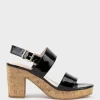 Rana80 Two Strap Sandal On Cork Unit In Black Patent