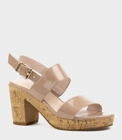 Rana80 Two Strap Sandal On Cork Unit In Nude Patent