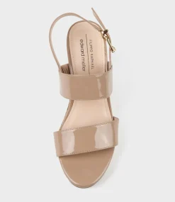 Rana80 Two Strap Sandal On Cork Unit In Nude Patent