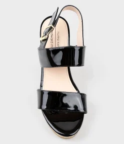 Rana80 Two Strap Sandal On Cork Unit In Black Patent
