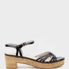 Rania50 Multistrap Sandal On Cork Unit In Black Patent