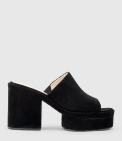 Rascal90 Exaggerated Platform Slide In Black Suede