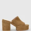 Rascal90 Exaggerated Platform Slide In Tawny Suede