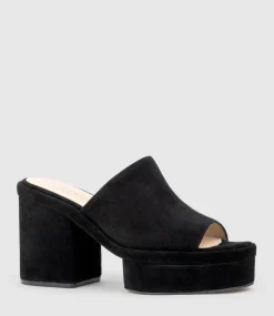 Rascal90 Exaggerated Platform Slide In Black Suede
