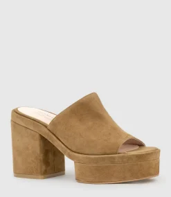 Rascal90 Exaggerated Platform Slide In Tawny Suede
