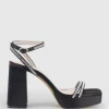 Rasso95 Platform Sandal With Diamante Straps In Black Satin