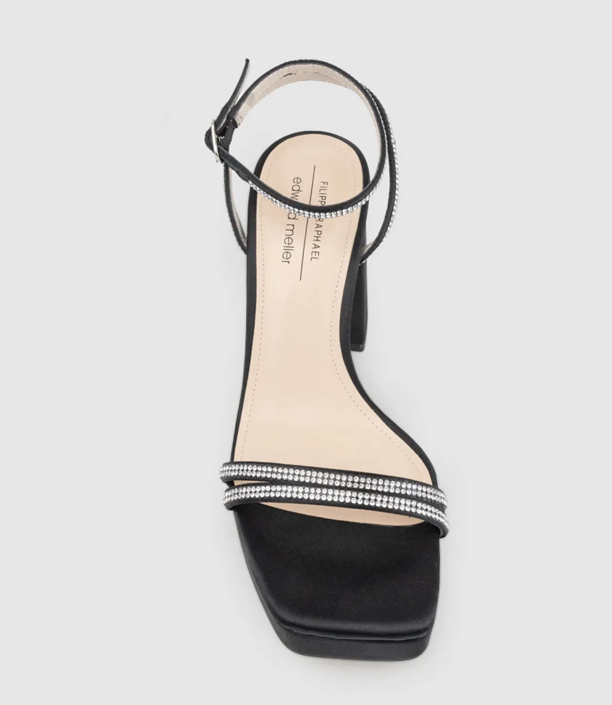 Rasso95 Platform Sandal With Diamante Straps In Black Satin