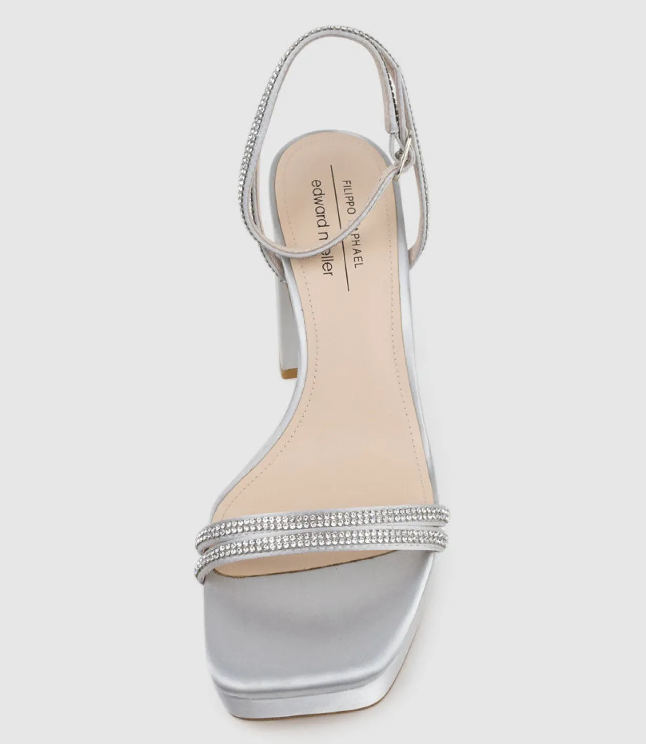 Rasso95 Platform Sandal With Diamante Straps In Silver Satin