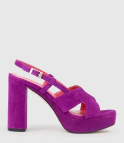 Rastine115 Open Toe Platform Sandal In Magenta Suede