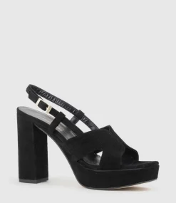Rastine115 Open Toe Platform Sandal In Black Suede