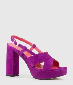 Rastine115 Open Toe Platform Sandal In Magenta Suede