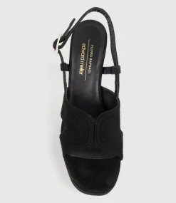Rastine115 Open Toe Platform Sandal In Black Suede