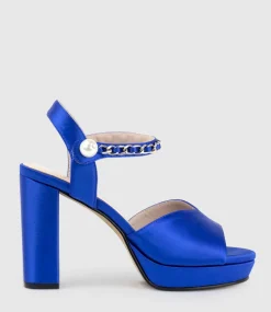 Regan100 Platform Sandal With Chain In Cobalt Satin