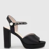 Regan100 Platform Sandal With Chain In Black Satin