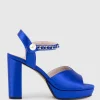 Regan100 Platform Sandal With Chain In Cobalt Satin