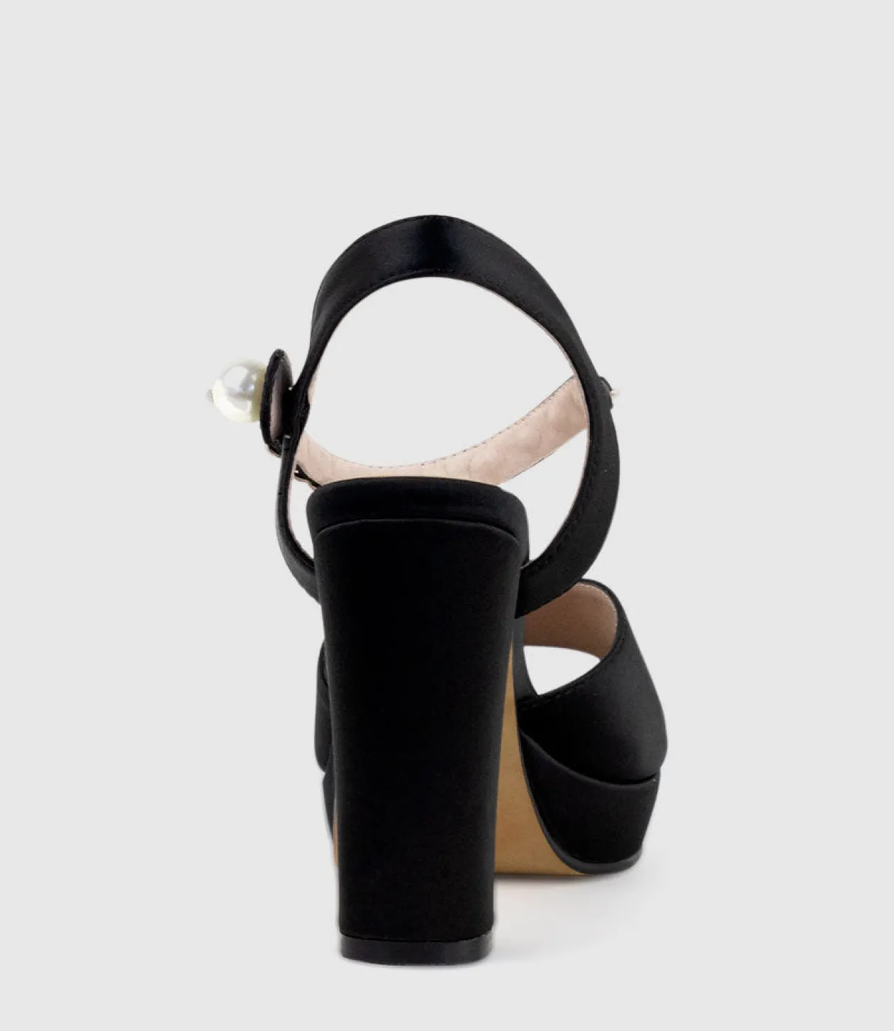 Regan100 Platform Sandal With Chain In Black Satin