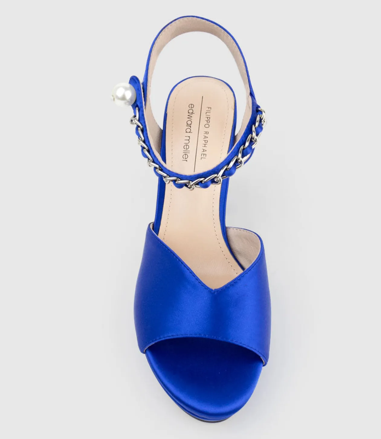 Regan100 Platform Sandal With Chain In Cobalt Satin