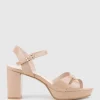 Regent80 Interlocked Detail Platform Sandal In Nude Patent