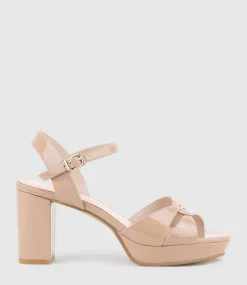 Regent80 Interlocked Detail Platform Sandal In Nude Patent