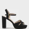 Regent100 Interlocked Detail Platform Sandal In Black Suede