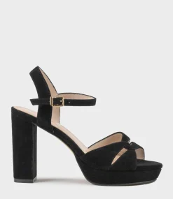 Regent100 Interlocked Detail Platform Sandal In Black Suede
