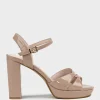 Regent100 Interlocked Detail Platform Sandal In Nude Patent