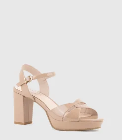 Regent80 Interlocked Detail Platform Sandal In Nude Patent