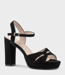 Regent100 Interlocked Detail Platform Sandal In Black Suede