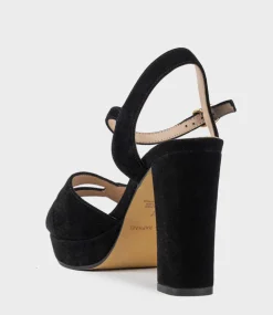 Regent100 Interlocked Detail Platform Sandal In Black Suede